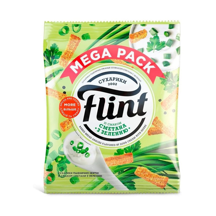 Сухарики Flint сметана с зеленью 100 г.